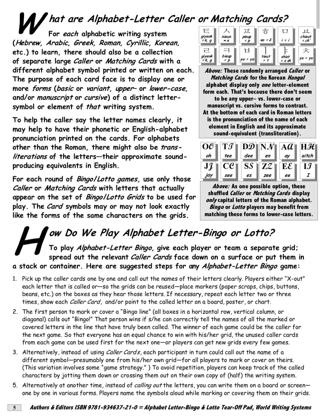 A-03b Alphabet Letters Bingo/Lotto: World-Writing Systems (Print Version + Shipping)