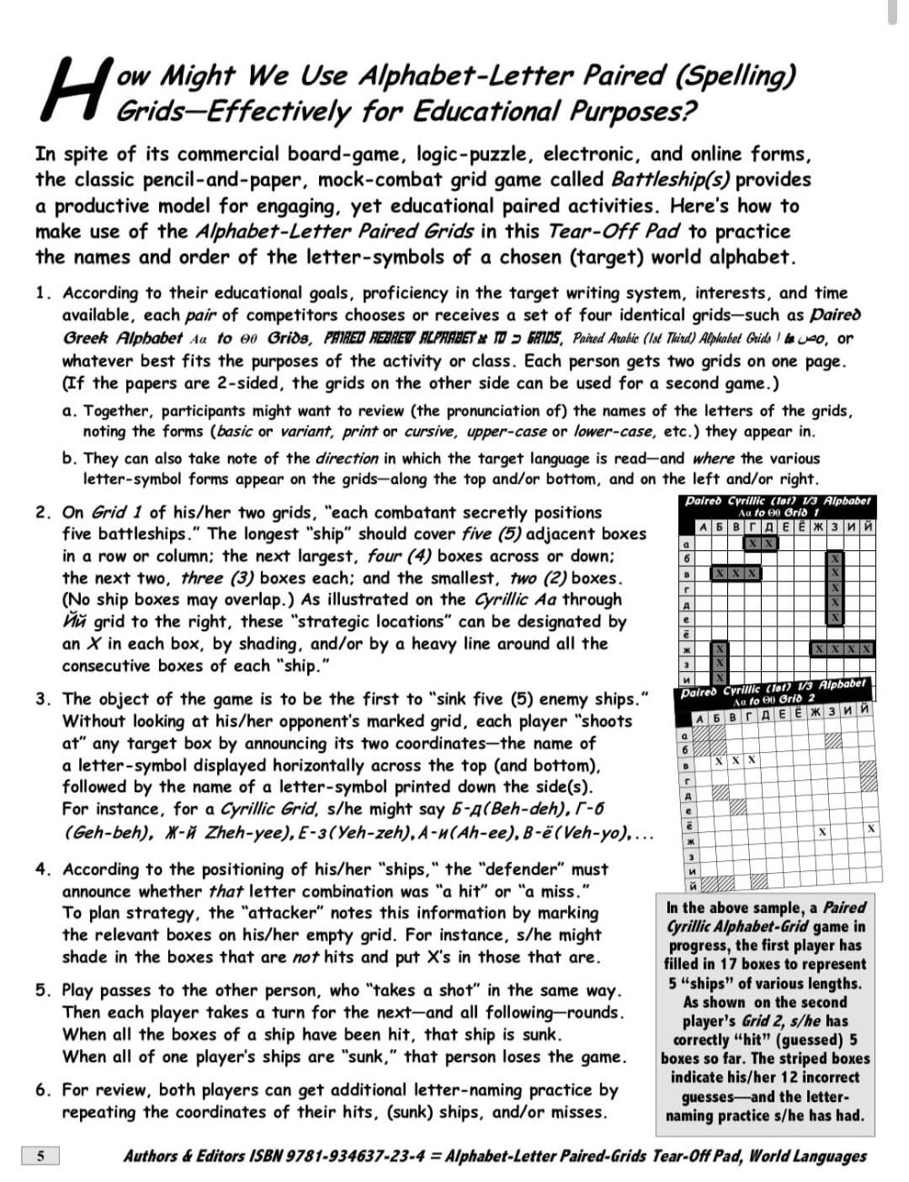 A-05b: Alphabet Letters Paired Grids World-Writing Systems Strategy Boards (Digital Version)