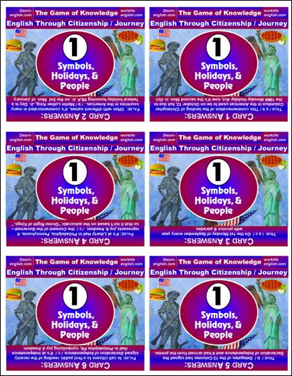 H-03b English Through Citizenship/Journey Through America: the Game - Questioning & Answering Resource for Topics 1-6