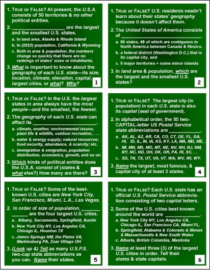 H-03b English Through Citizenship/Journey Through America: the Game - Questioning & Answering Resource for Topics 1-6