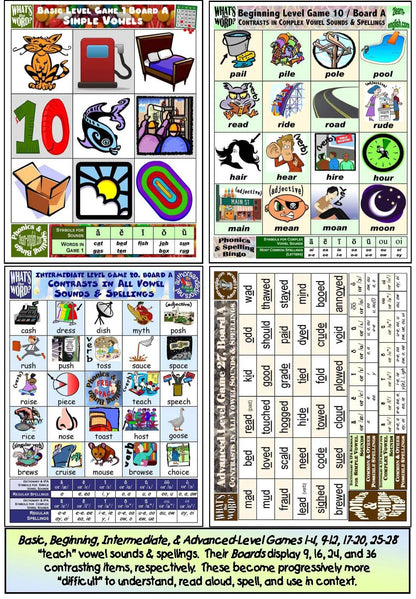 B. Phonics Bingo Levels 1 to 4 = Basic, Beginning, Intermediate, Advanced + 4 Activities & Ideas Books (Digital Version)