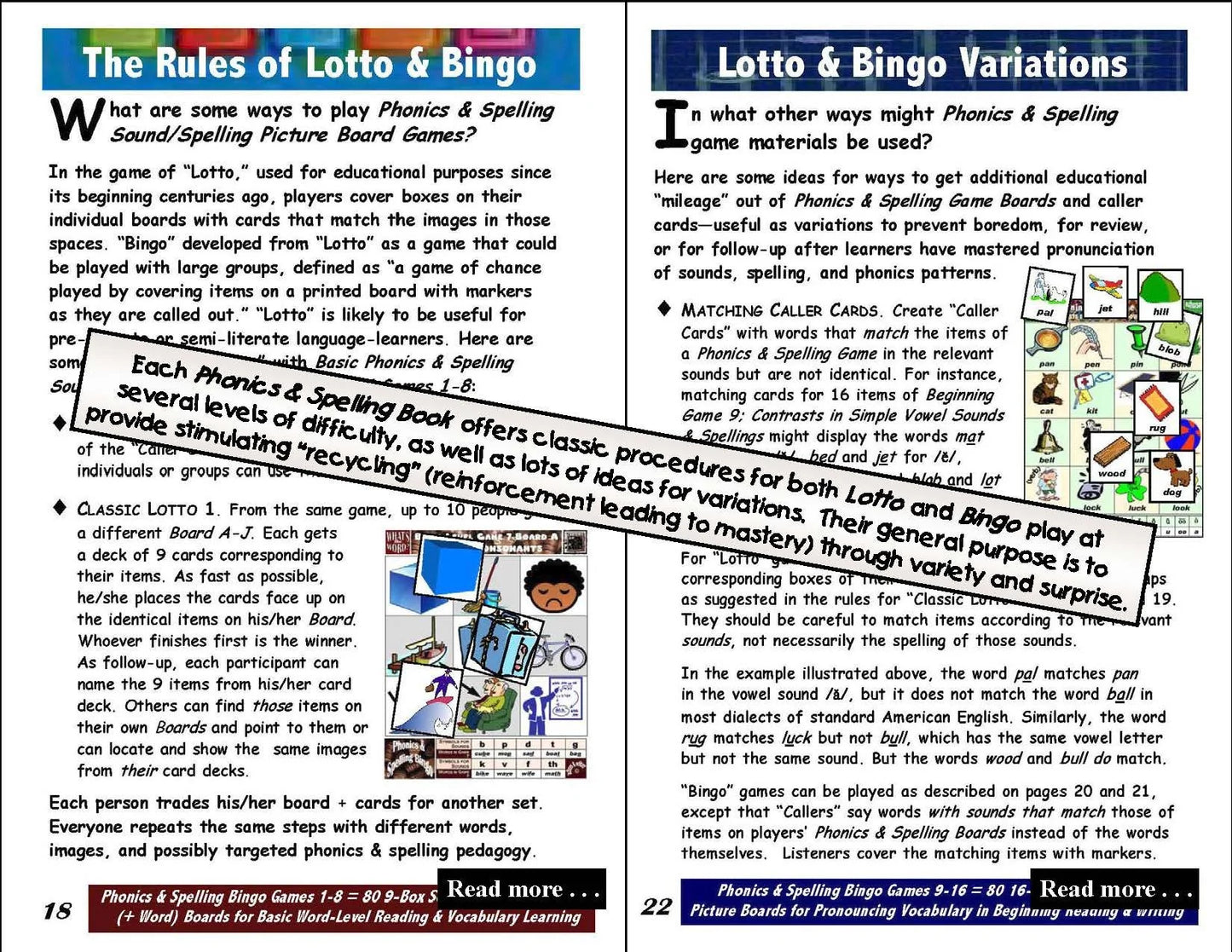 B-07 Phonics & Spelling Bingo (Full Product = 4 60-Page Activities & Ideas Book + 4 x 80 Bingo Grids) (Digital Version)