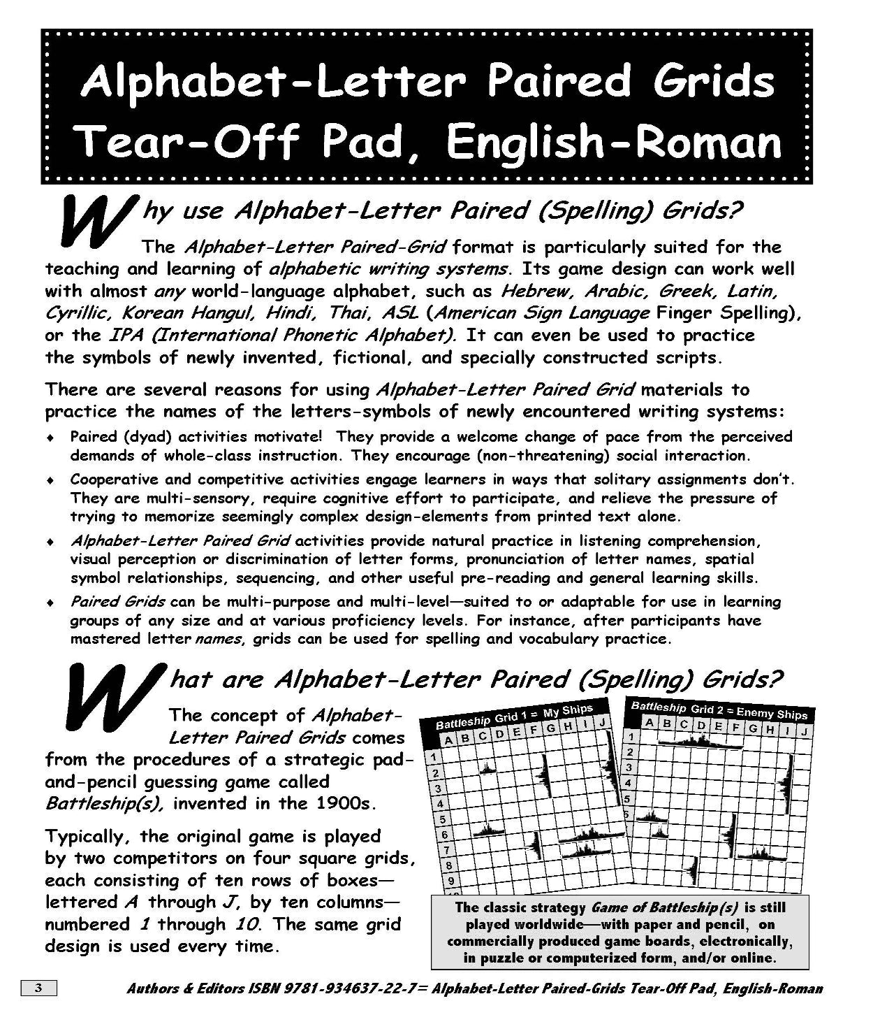 A-05.02 Learn Why & How to Play Strategy Games with Paired (Spelling) Grids