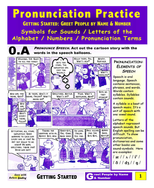 E-00.03a Get Pronunciation Practice with Symbols for Sounds, Alphabet Letters & Greetings
