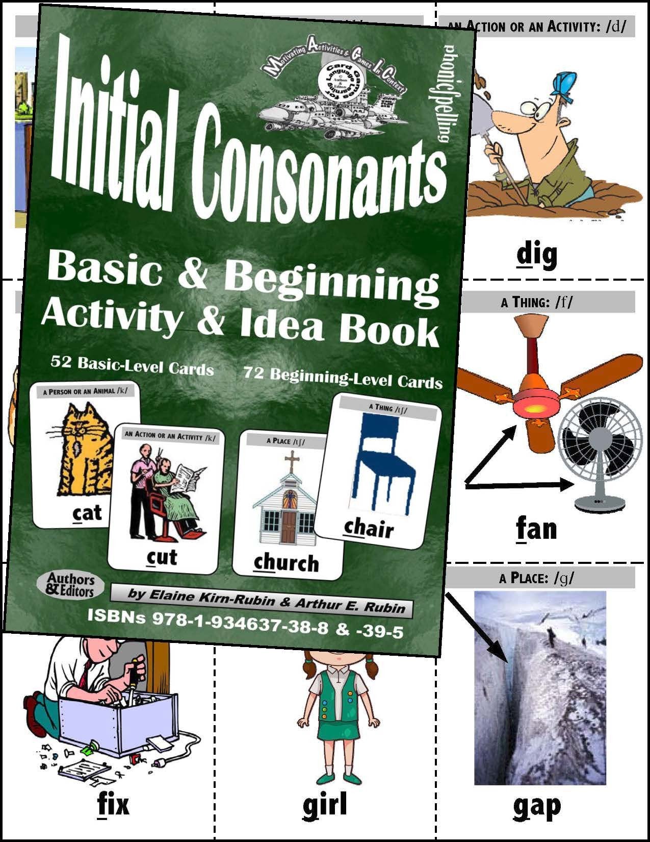 B-02a Initial Consonants 72-Page Activities & Ideas Book + Basic & Beginning 52 & 72-Card Packs