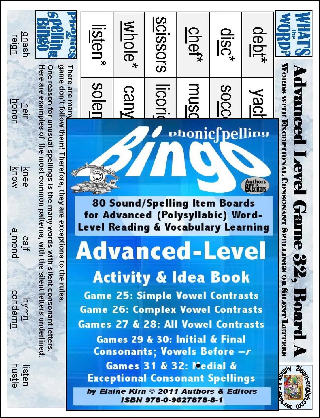 B-07 Phonics & Spelling Bingo (Full Product = 4 60-Page Activities & Ideas Book + 4 x 80 Bingo Grids) (Digital Version)