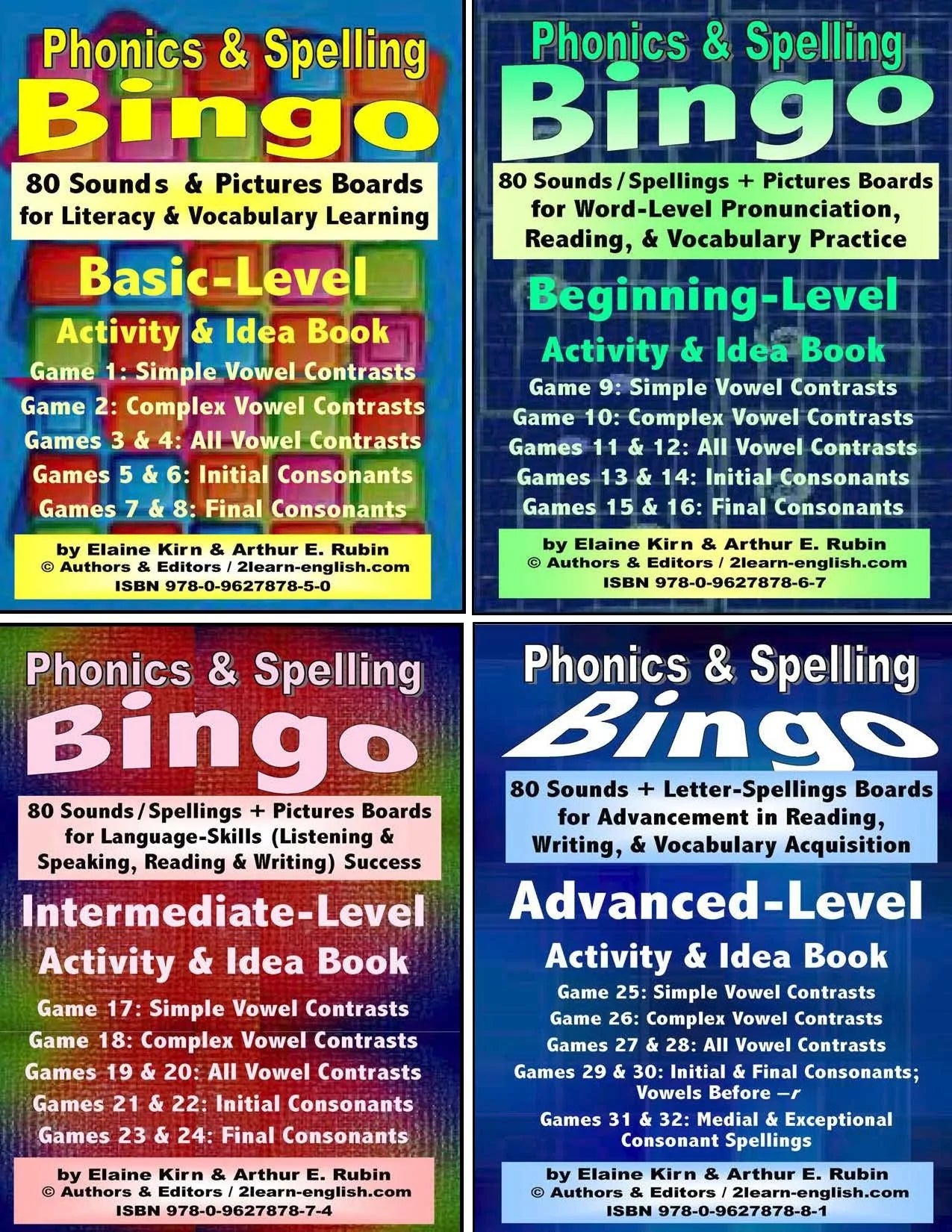 B-07 Phonics & Spelling Bingo (Full Product = 4 60-Page Activities & Ideas Book + 4 x 80 Bingo Grids) (Digital Version)
