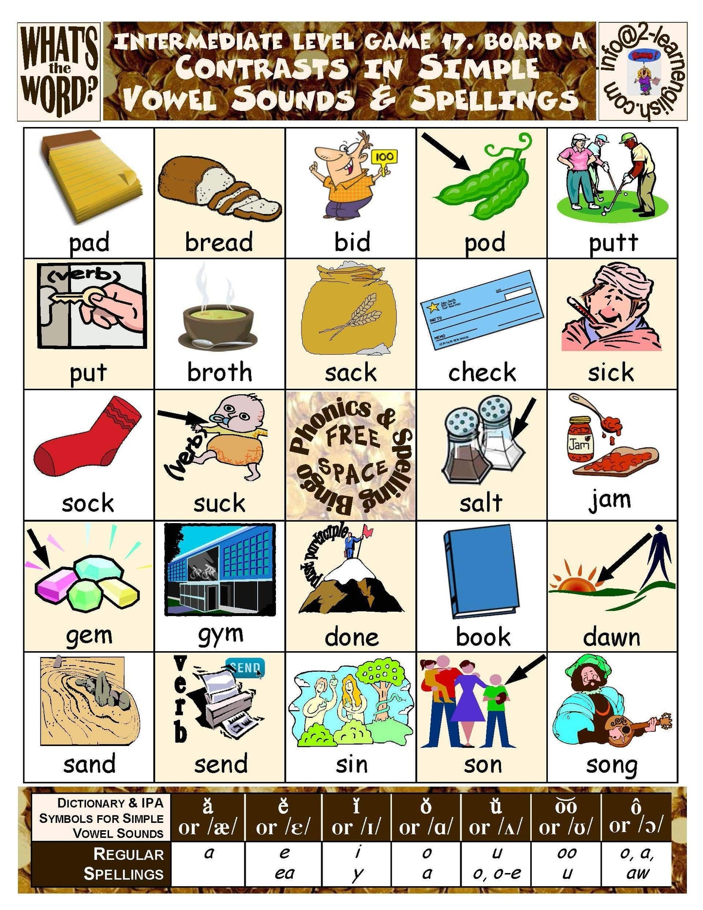 B-07c Phonics & Spelling Bingo - Intermediate Level (60-Page Activities & Ideas Book + 20 x 4 Pages of Games 17-24) (Print Version + Shipping)