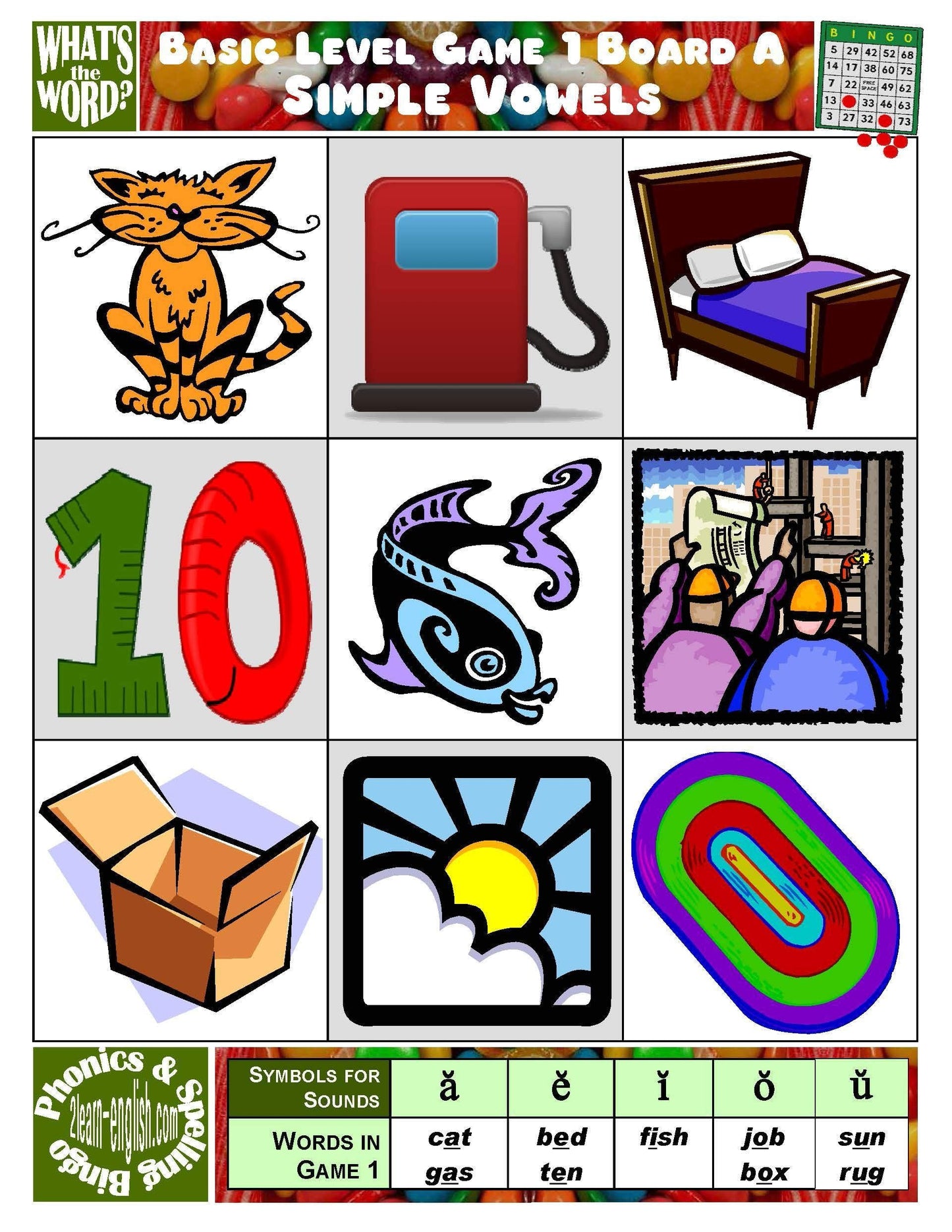 B-07a Phonics & Spelling Bingo - Basic Level (60-Page Activities & Ideas Book + 20 x 4 Pages of Games 1-8) (Print Version + Shipping)