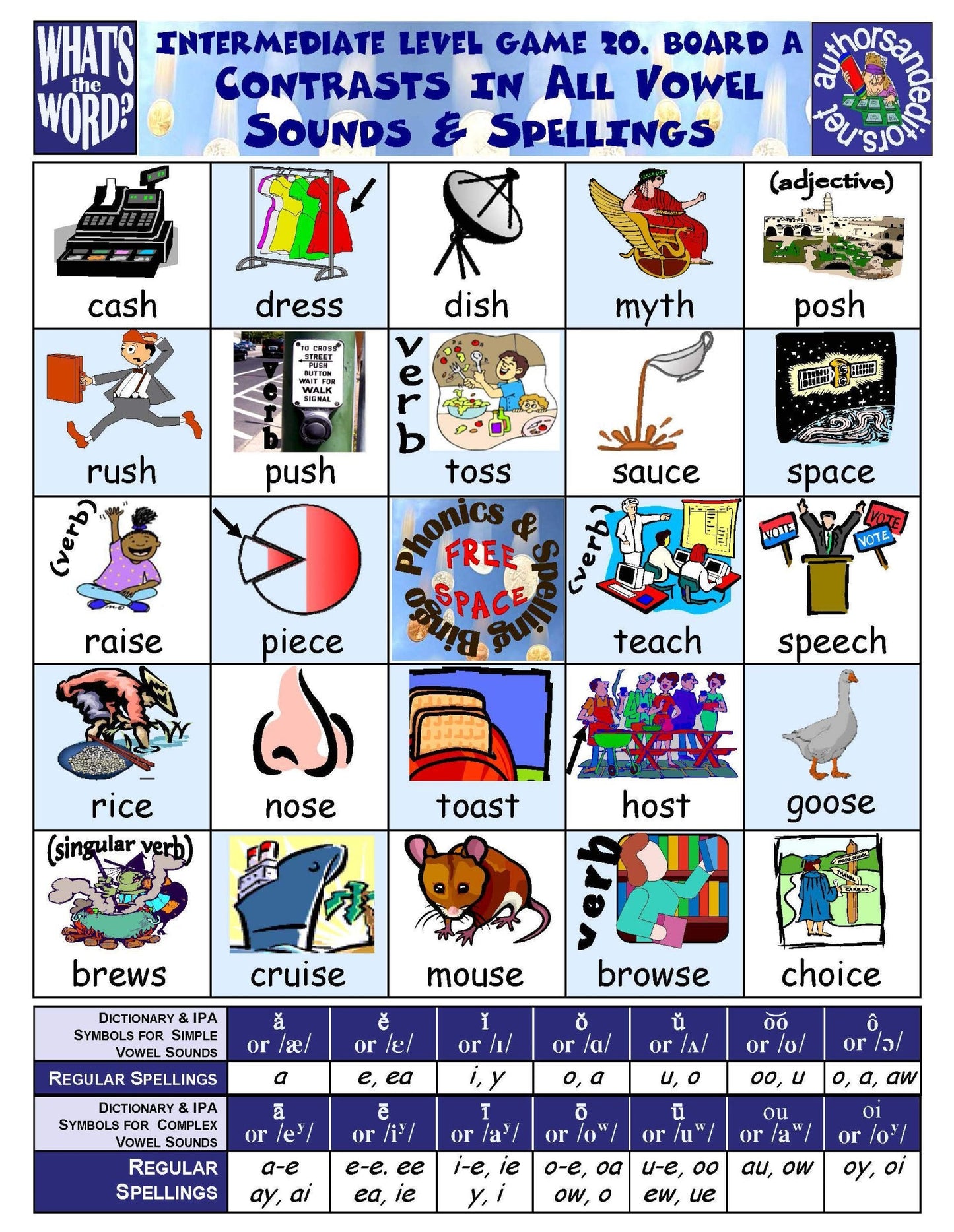 B-07c Phonics & Spelling Bingo - Intermediate Level (60-Page Activities & Ideas Book + 20 x 4 Pages of Games 17-24) (Print Version + Shipping)