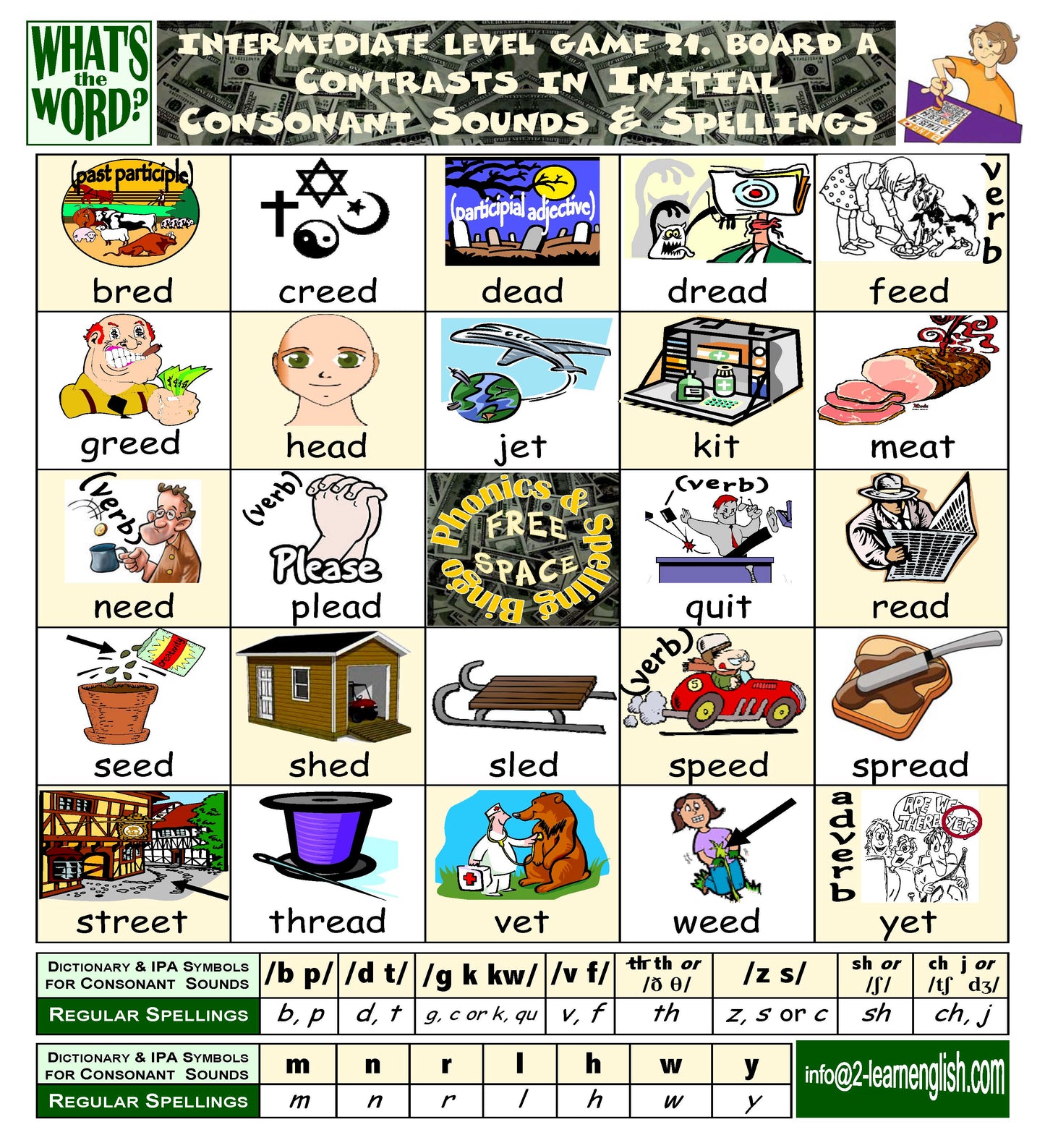 B-07c Phonics & Spelling Bingo - Intermediate Level (60-Page Activities & Ideas Book + 20 x 4 Pages of Games 17-24) (Print Version + Shipping)