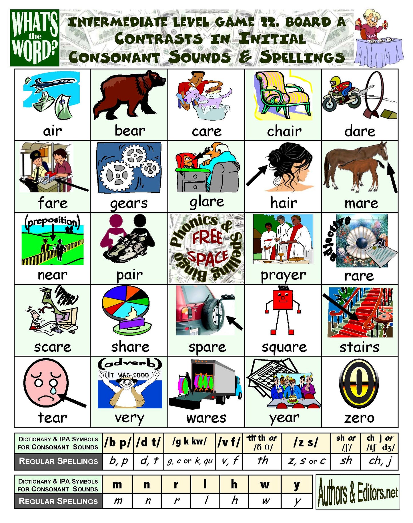 B-07c Phonics & Spelling Bingo - Intermediate Level (60-Page Activities & Ideas Book + 20 x 4 Pages of Games 17-24) (Print Version + Shipping)