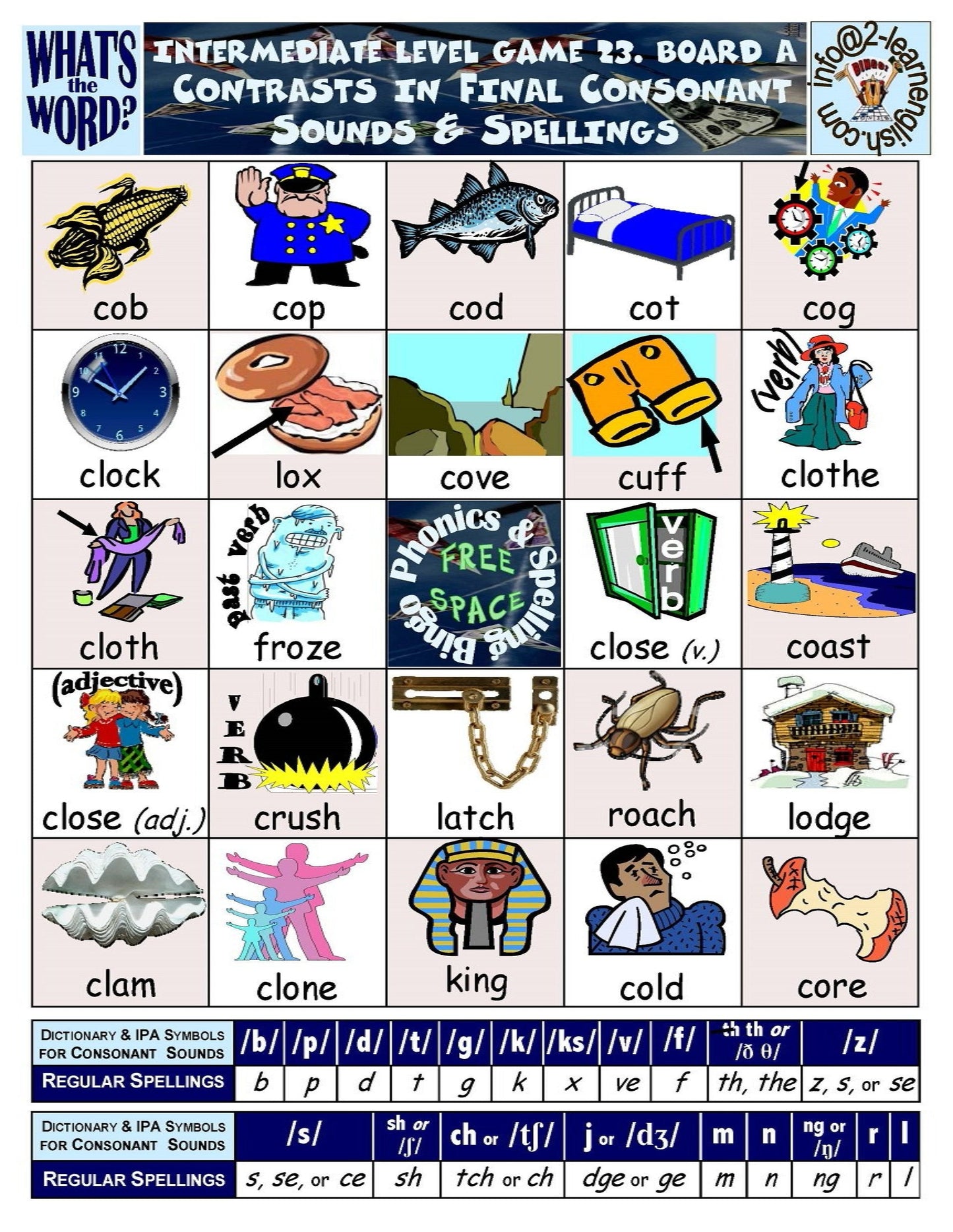 B-07c Phonics & Spelling Bingo - Intermediate Level (60-Page Activities & Ideas Book + 20 x 4 Pages of Games 17-24) (Print Version + Shipping)