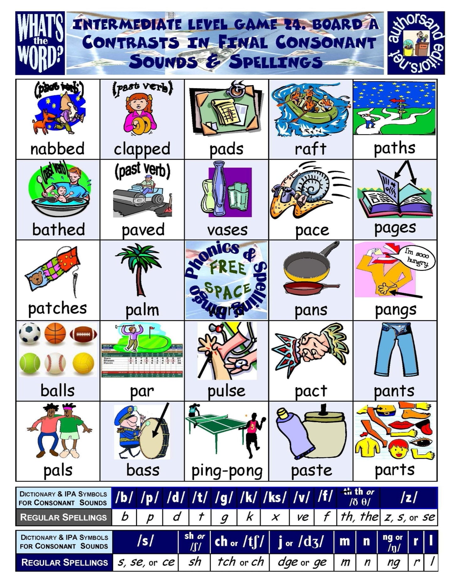 B-07c Phonics & Spelling Bingo - Intermediate Level (60-Page Activities & Ideas Book + 20 x 4 Pages of Games 17-24) (Print Version + Shipping)