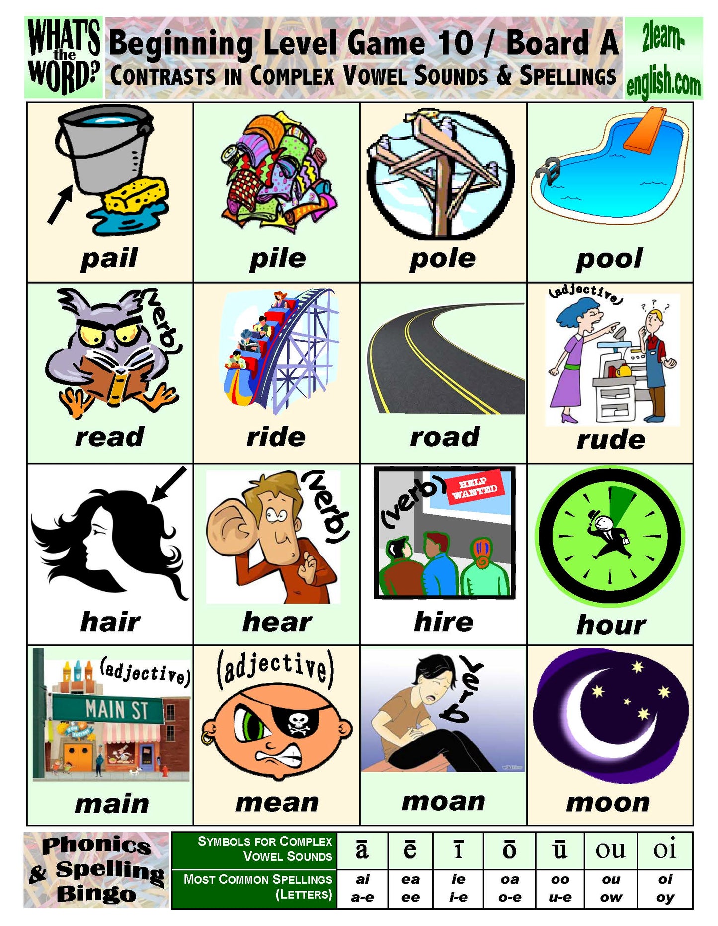 B-07b Phonics & Spelling Bingo - Beginning Level (60-Page Activities & Ideas Book + 20 x 4 Pages of Games 9-16) (Digital Version)