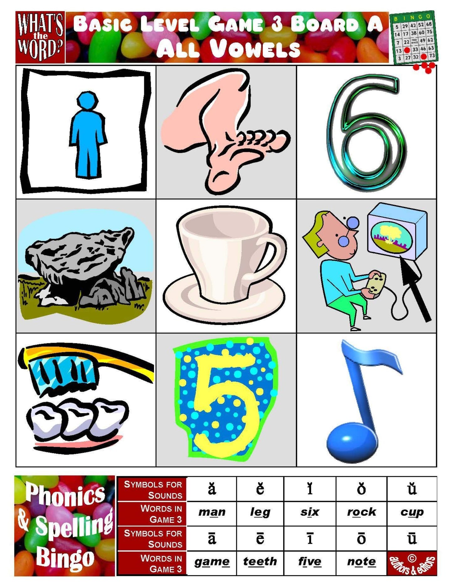 B-07a Phonics & Spelling Bingo - Basic Level (60-Page Activities & Ideas Book + 20 x 4 Pages of Games 1-8) (Print Version + Shipping)