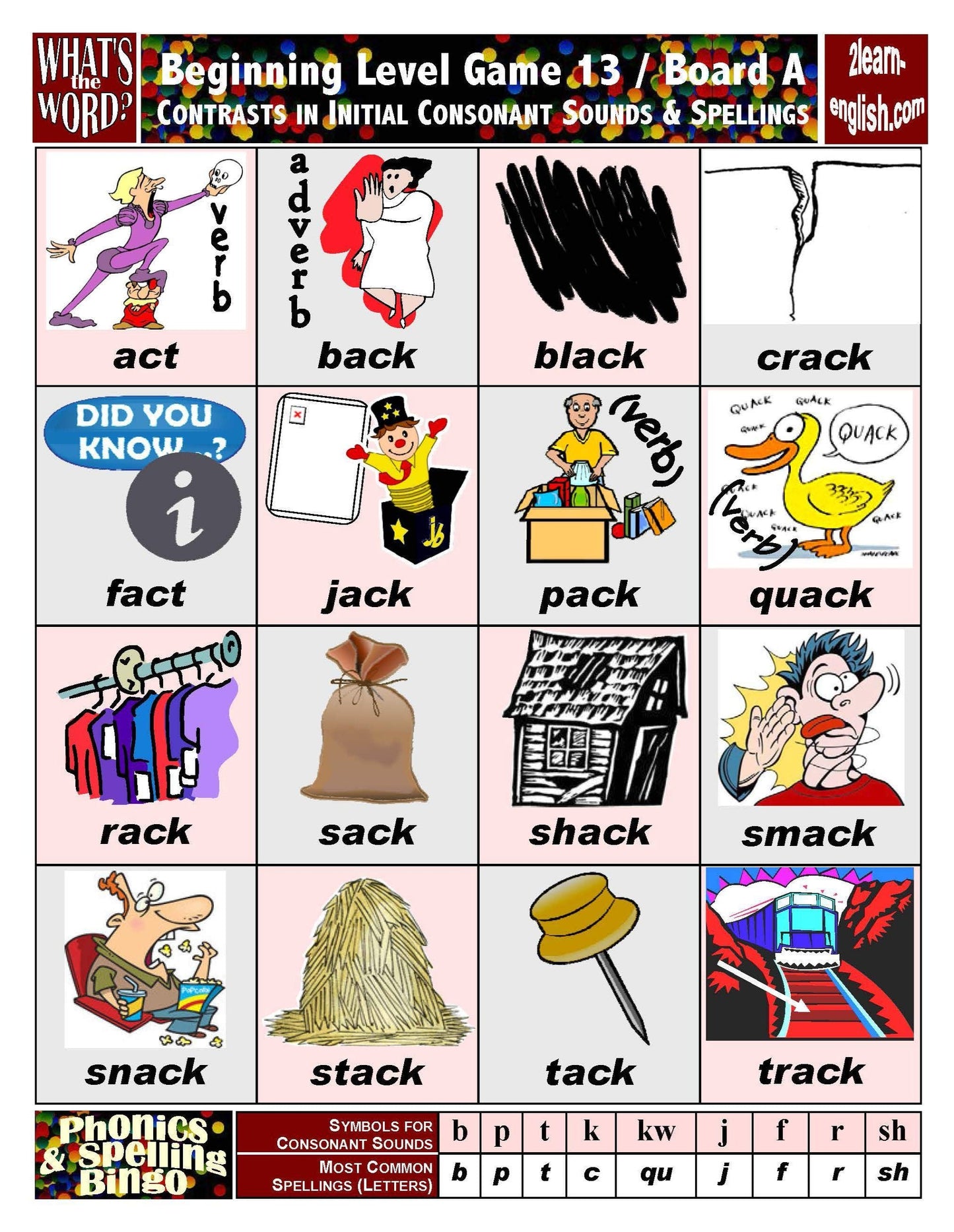 B-07b Phonics & Spelling Bingo - Beginning Level (60-Page Activities & Ideas Book + 20 x 4 Pages of Games 9-16) (Print Version + Shipping)