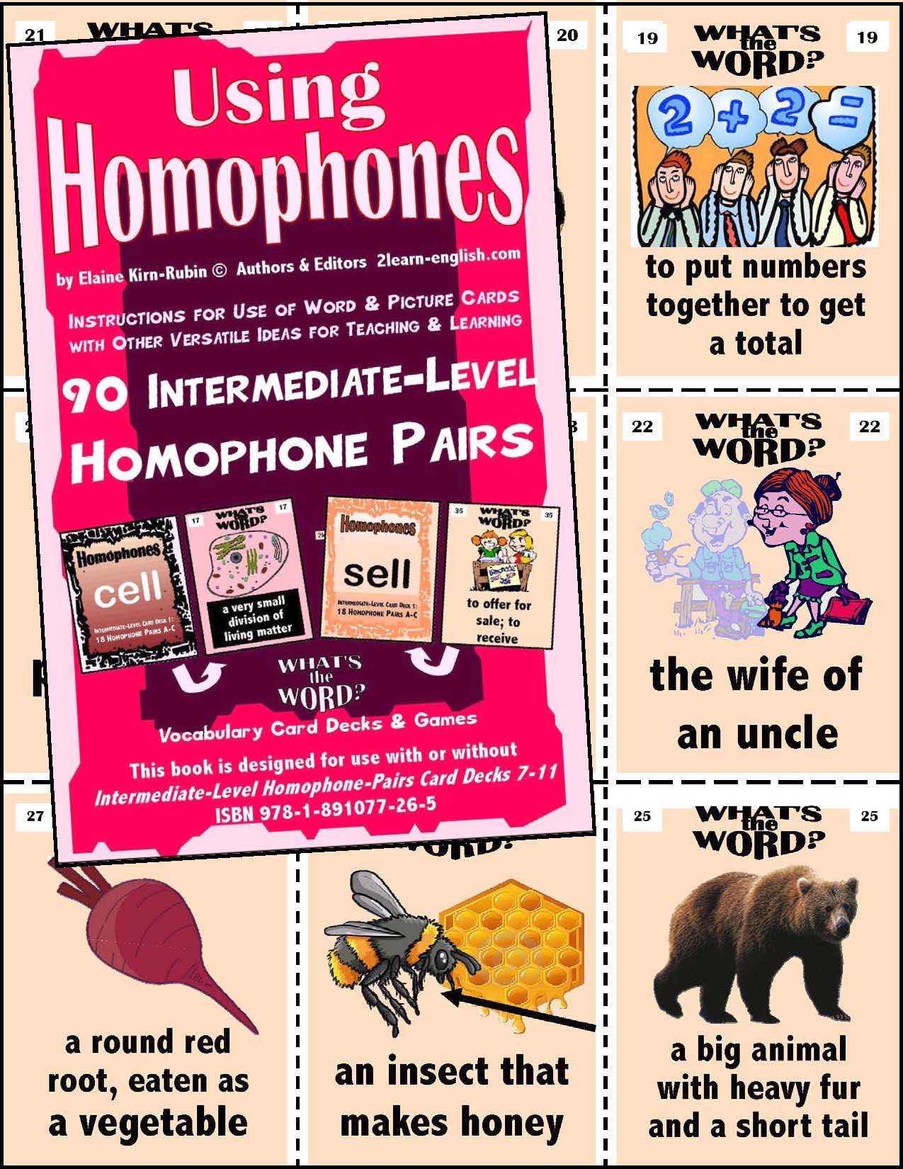 C-05 Using Homophones (3 Activities & Ideas Books / Beginning Decks 1-6, Intermediate 7-11, Advanced 12-15 (Digital Version)