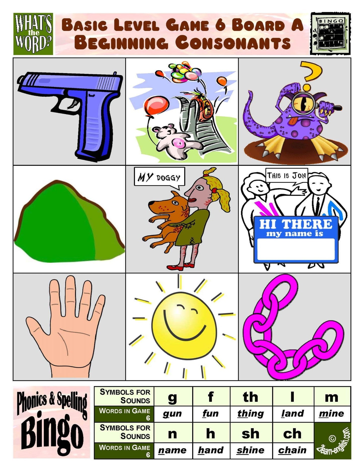 B-07a Phonics & Spelling Bingo - Basic Level (60-Page Activities & Ideas Book + 20 x 4 Pages of Games 1-8) (Digital Version)