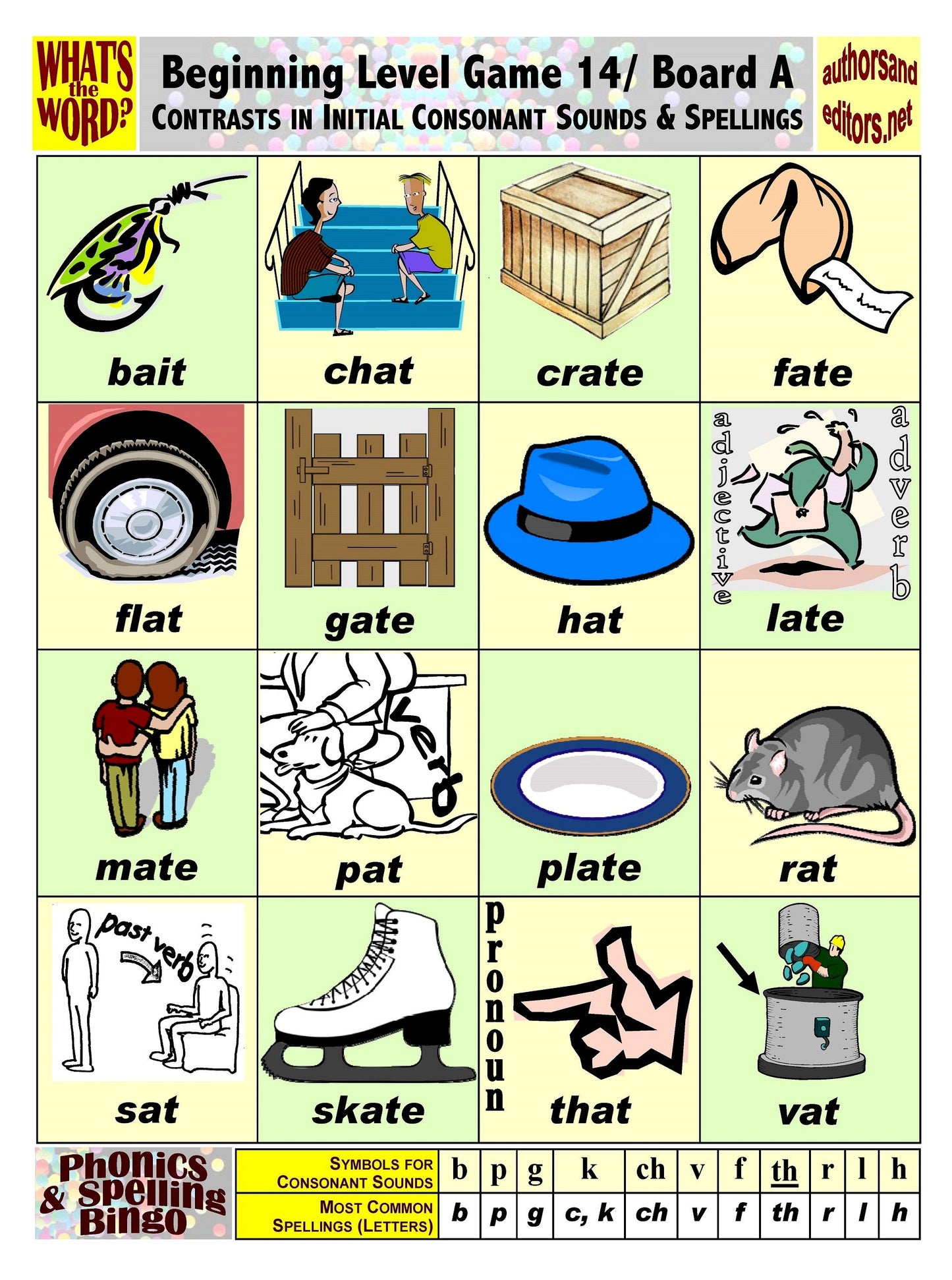 B-07b Phonics & Spelling Bingo - Beginning Level (60-Page Activities & Ideas Book + 20 x 4 Pages of Games 9-16) (Digital Version)