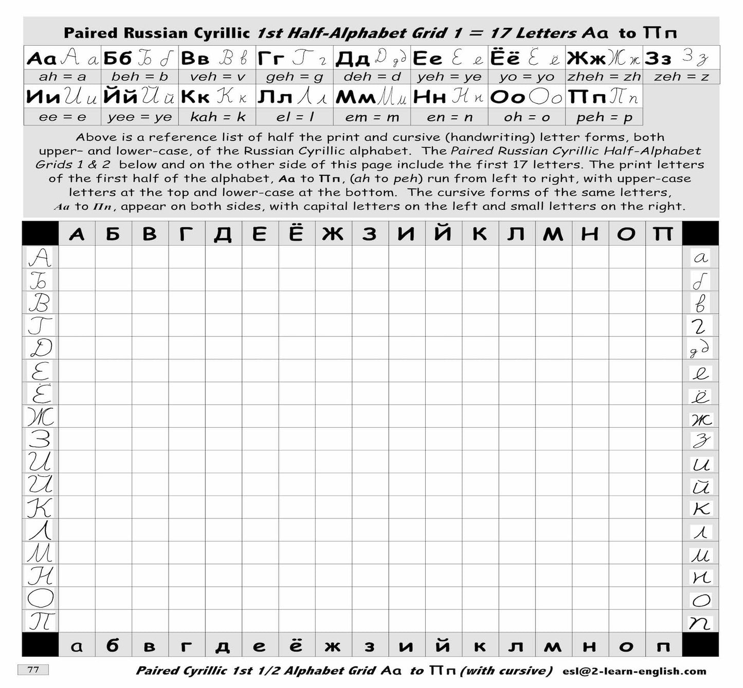 A-05.08 Use Alphabet-Letter Paired Grids with Cyrillic Characters