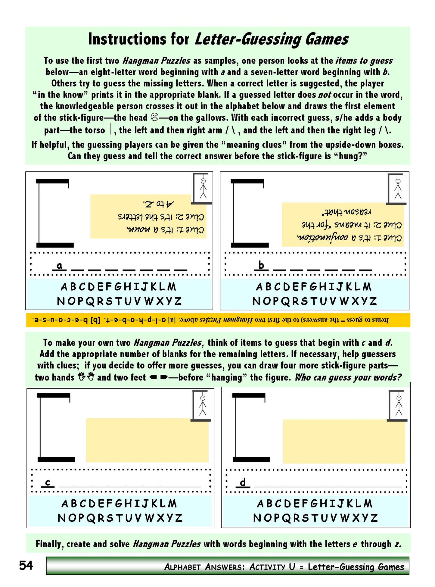 A-09.4 Solve Alphabet Puzzles, Play Alphabet Guessing Games, Do Alphabet Activities