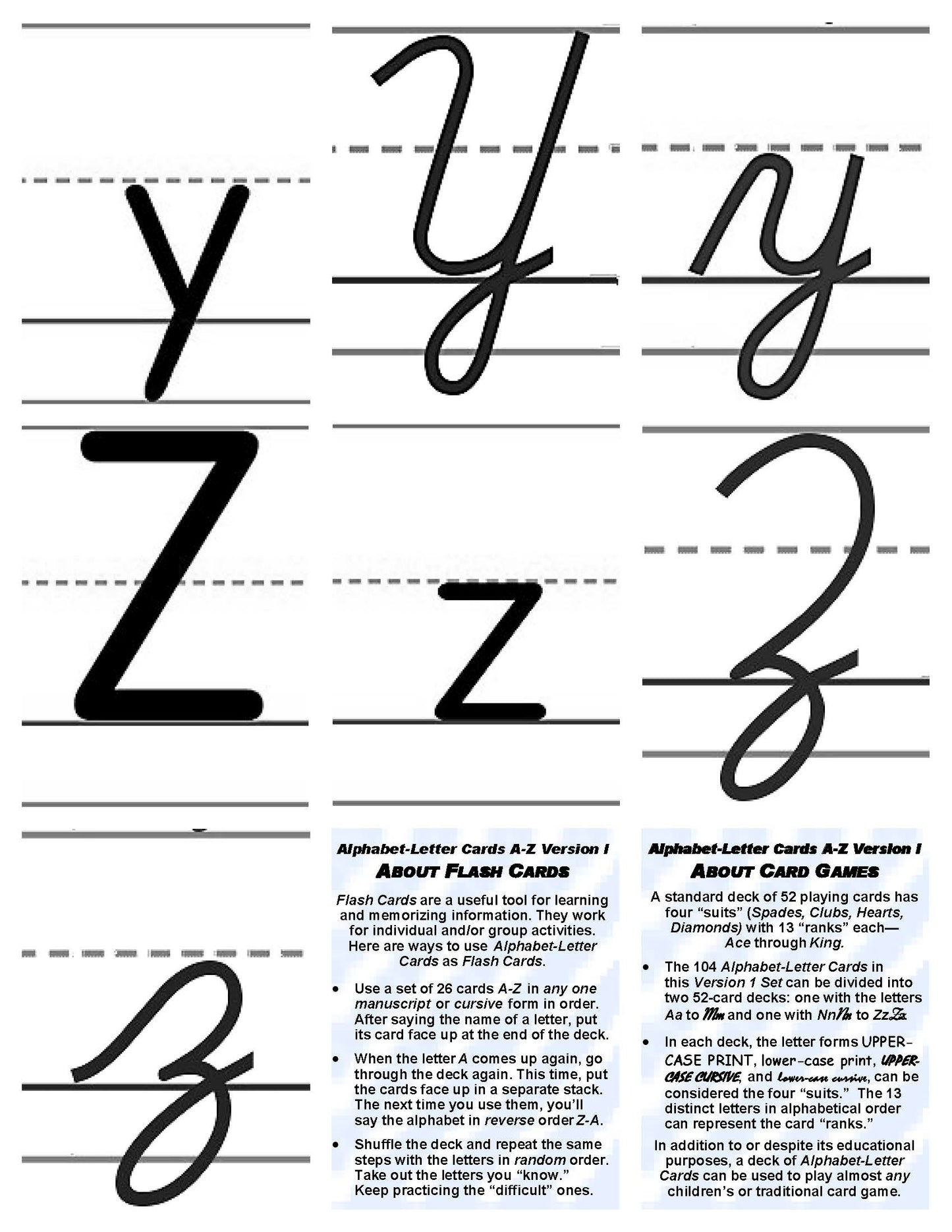 A-07.04: Use Alphabet-Letter Cards AaAa to ZzZz, Version 2, in Learning Activities & Games