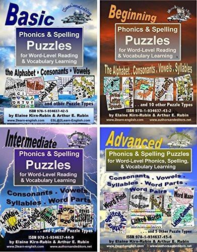 B-08 Phonics & Spelling Puzzles (Full Product = 4 Books of 50 Basic, 78 Beginning, 88 Intermediate, 136 Advance Pages)