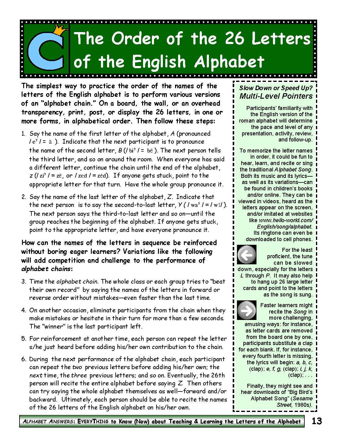 Ordering all 26 Letters of the Alphabet