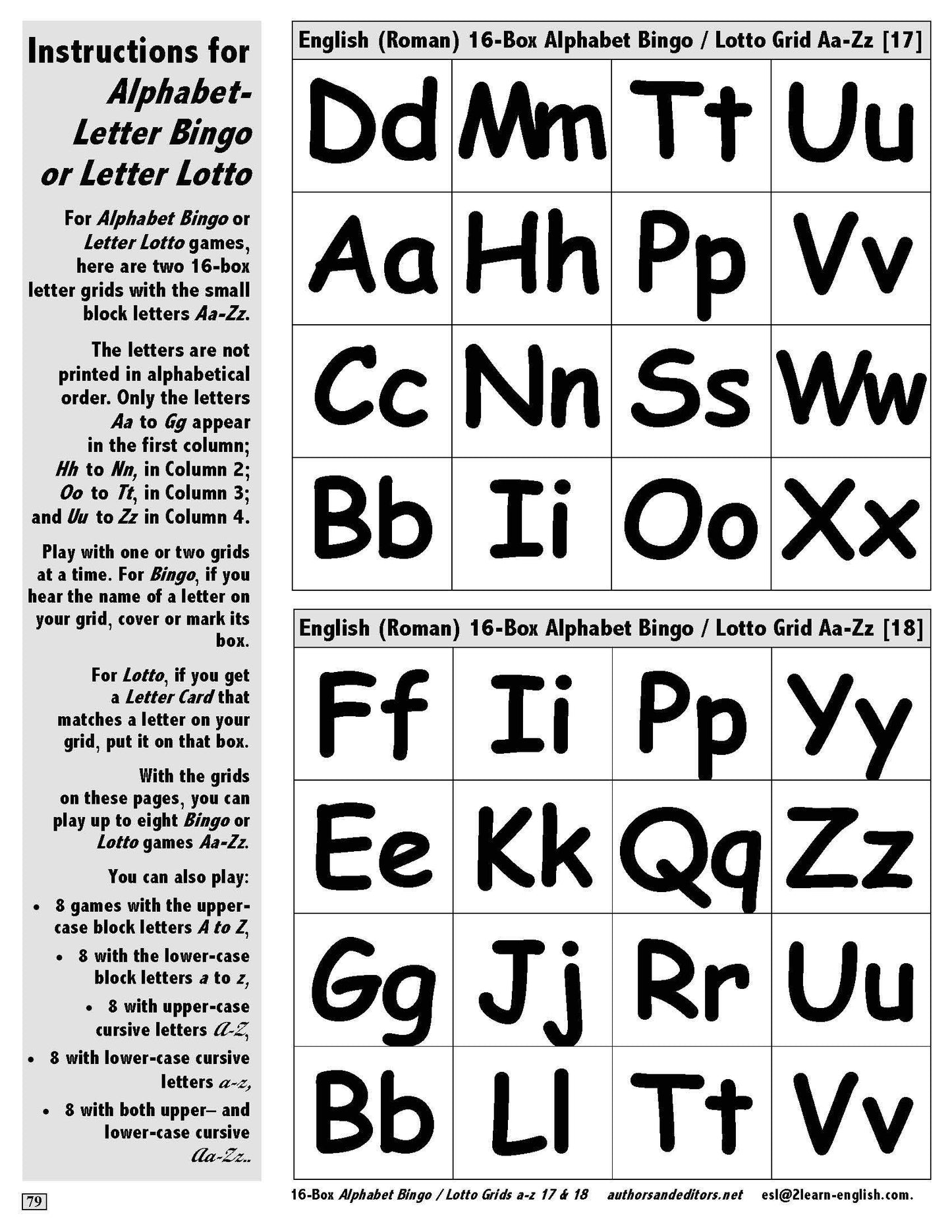 A-03.05 Play Alphabet Bingo & Lotto with Larger Grids or Boards