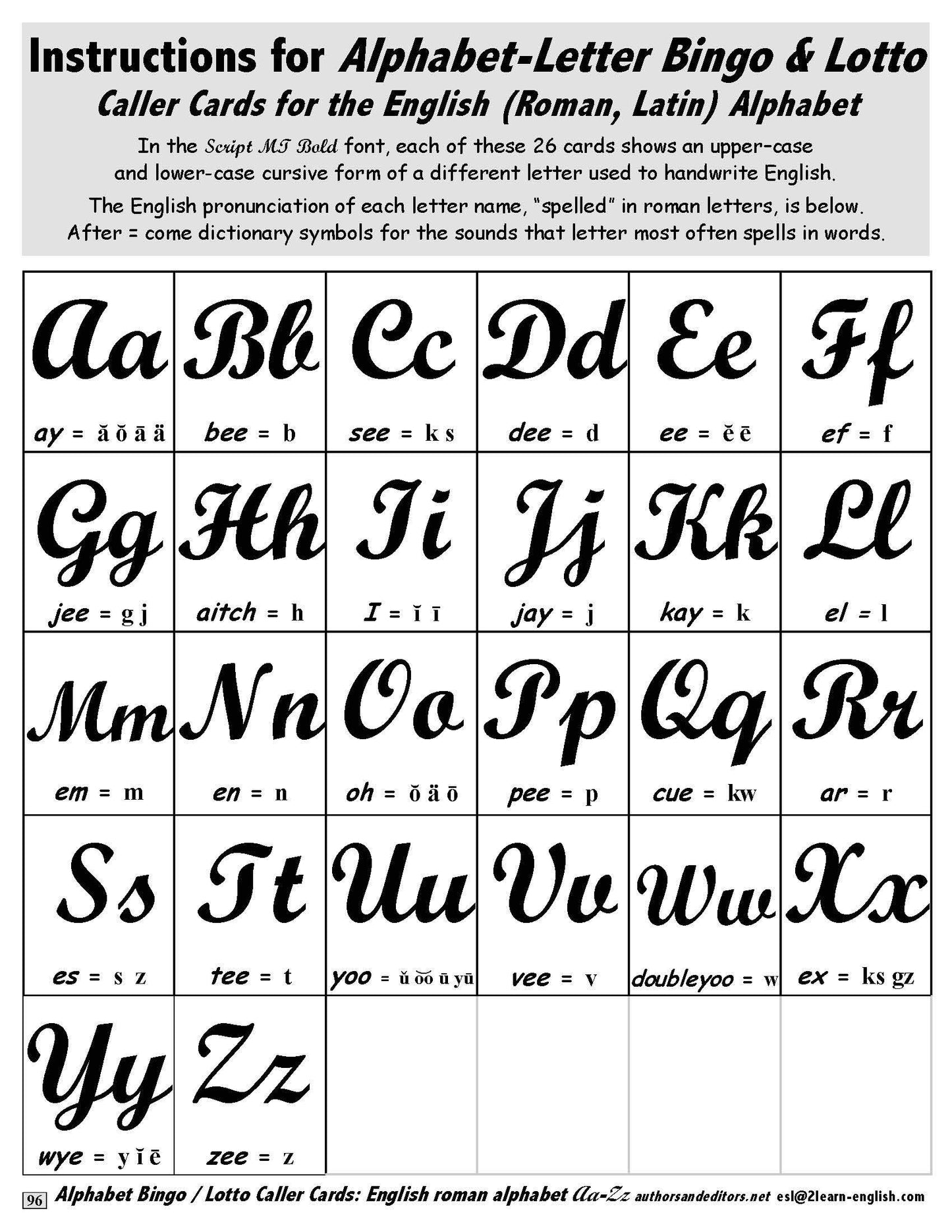 A-03.06 Play Alphabet Bingo & Lotto with Cursive Letters