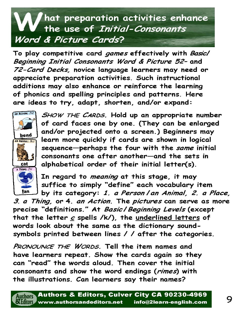 B-02.02 Get Reasoning and Instructions for Use of Initial-Consonant Cards - Basic & Beginning