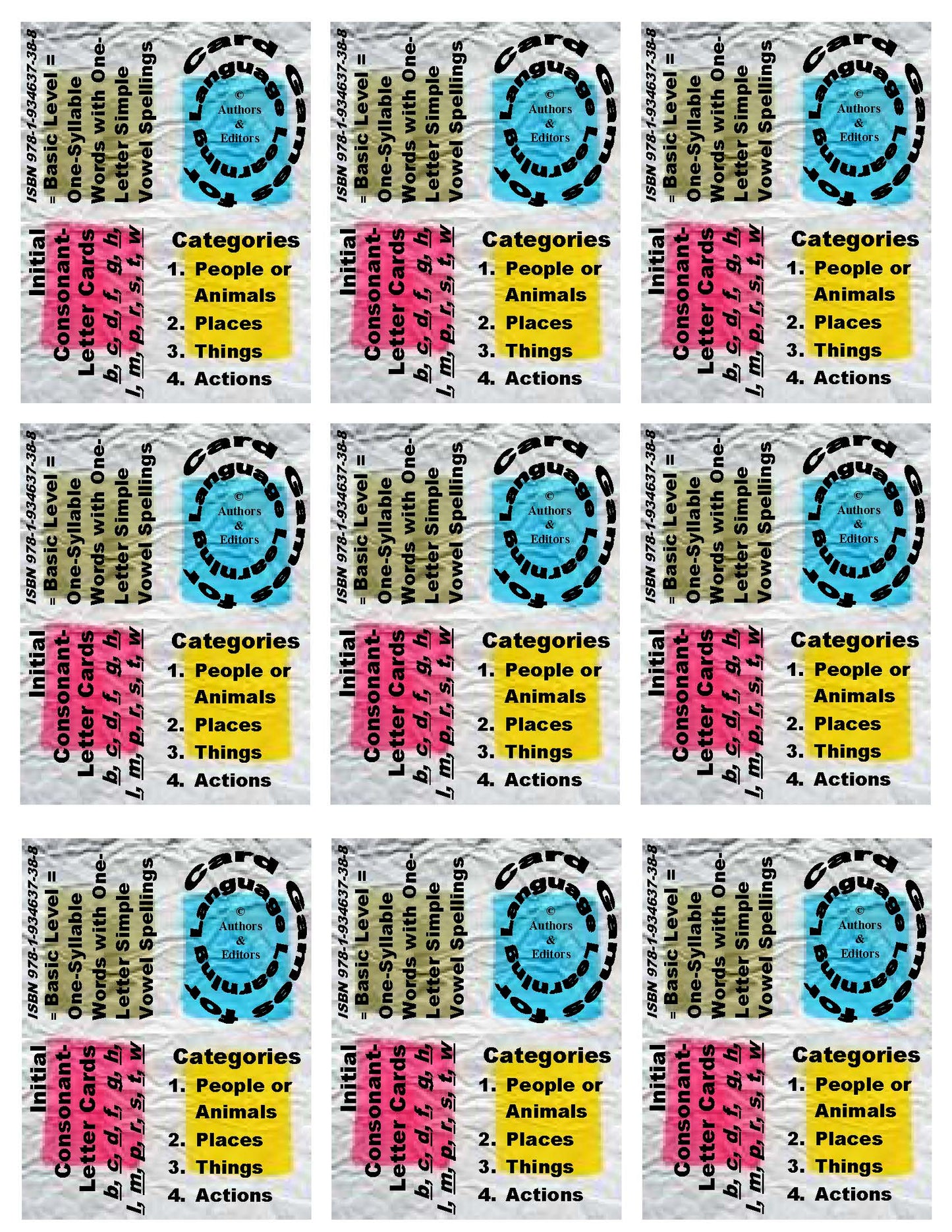 B-02.03 Get & Use 54 Basic Initial-Consonant Picture & Word Cards