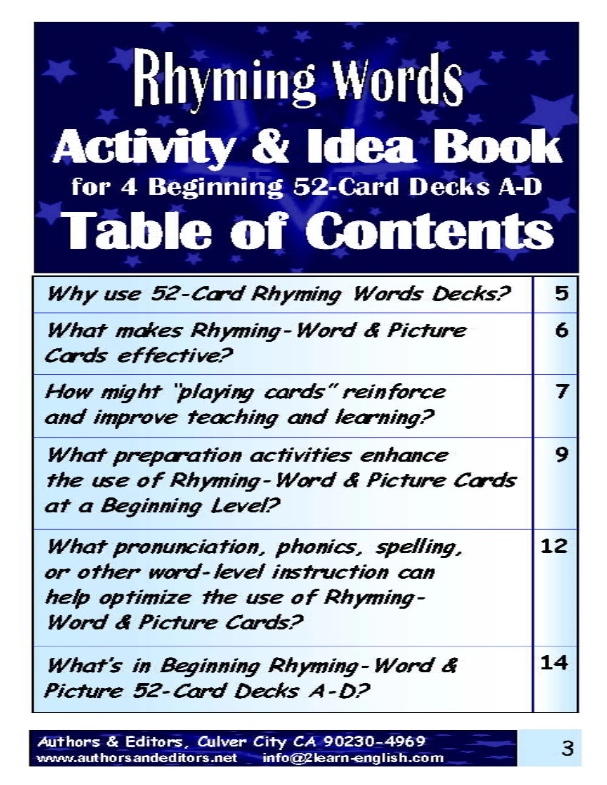 B-03.02 Get Reasoning & Instructions for Use of Beginning Rhyming-Words Card Decks A-D