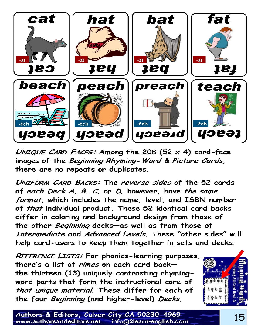B-03.02 Get Reasoning & Instructions for Use of Beginning Rhyming-Words Card Decks A-D