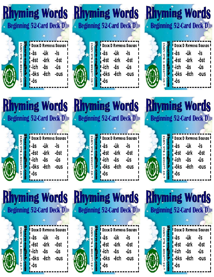 B-03.06 Get & Use Deck D of 52 Beginning Rhyming-Words Picture Cards