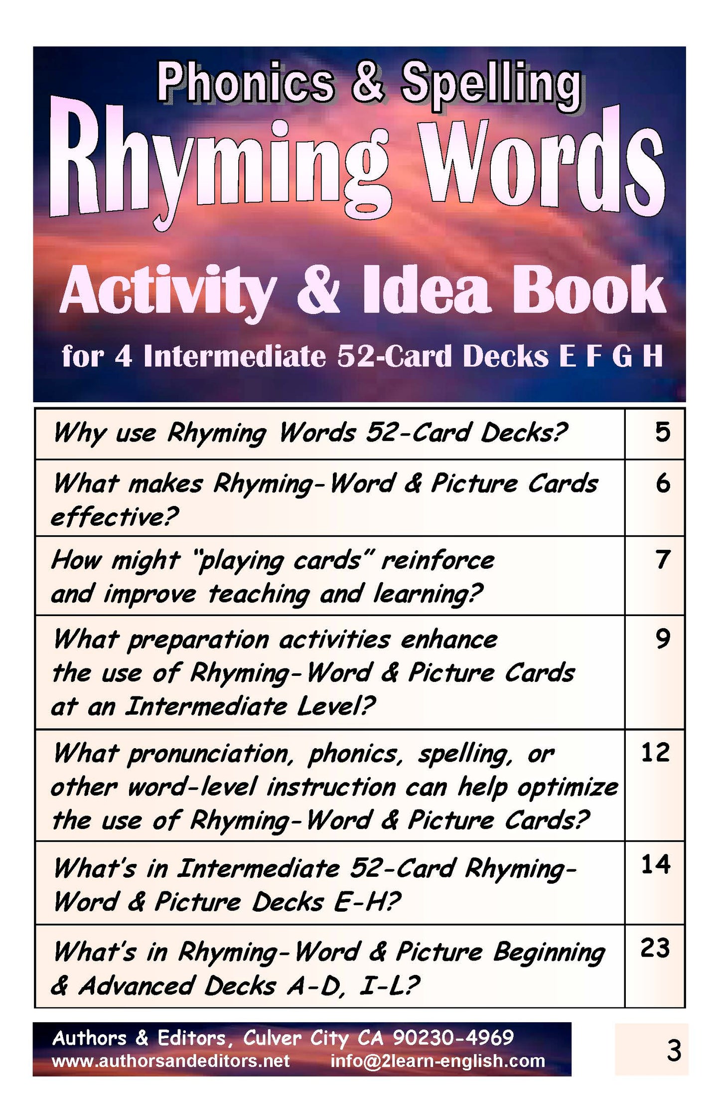 B-03.07 Create and Use Intermediate Rhyming-Word Card Decks