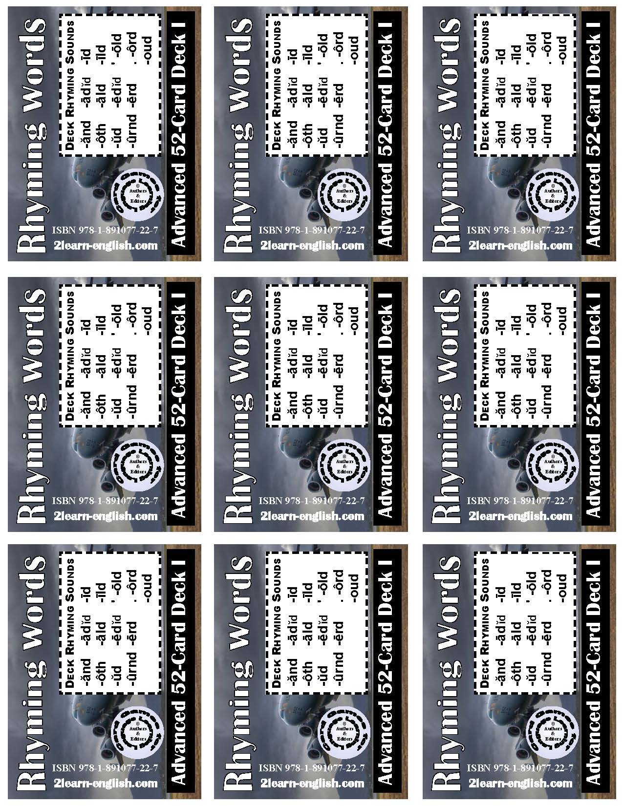B-03.13 Get & Use Deck I of 52 Advanced Rhyming-Words Picture Cards