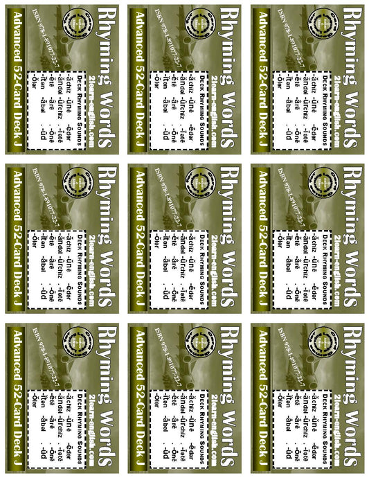 B-03.14 Get & Use Deck J of 52 Advanced Rhyming-Words Picture Cards