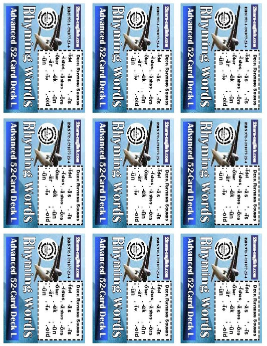 B-03.16 Get & Use Deck L of 52 Advanced Rhyming-Words Picture Cards