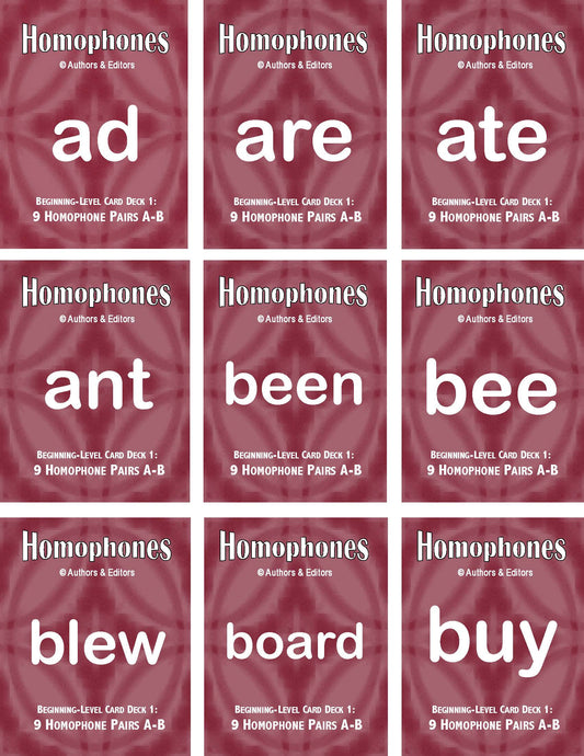 C-05.04 Get & Use Six 9-Pair Beginning Homophones Card Decks