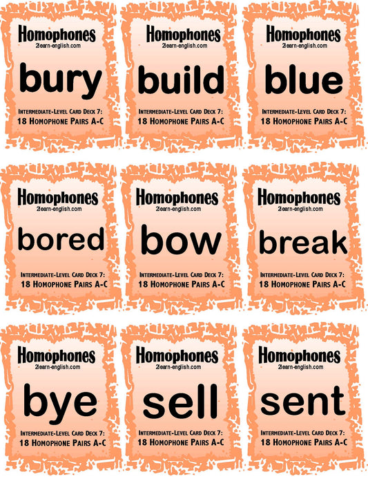 C-05.06 Get & Use Five 18-Pair Intermediate Homophones Card Decks