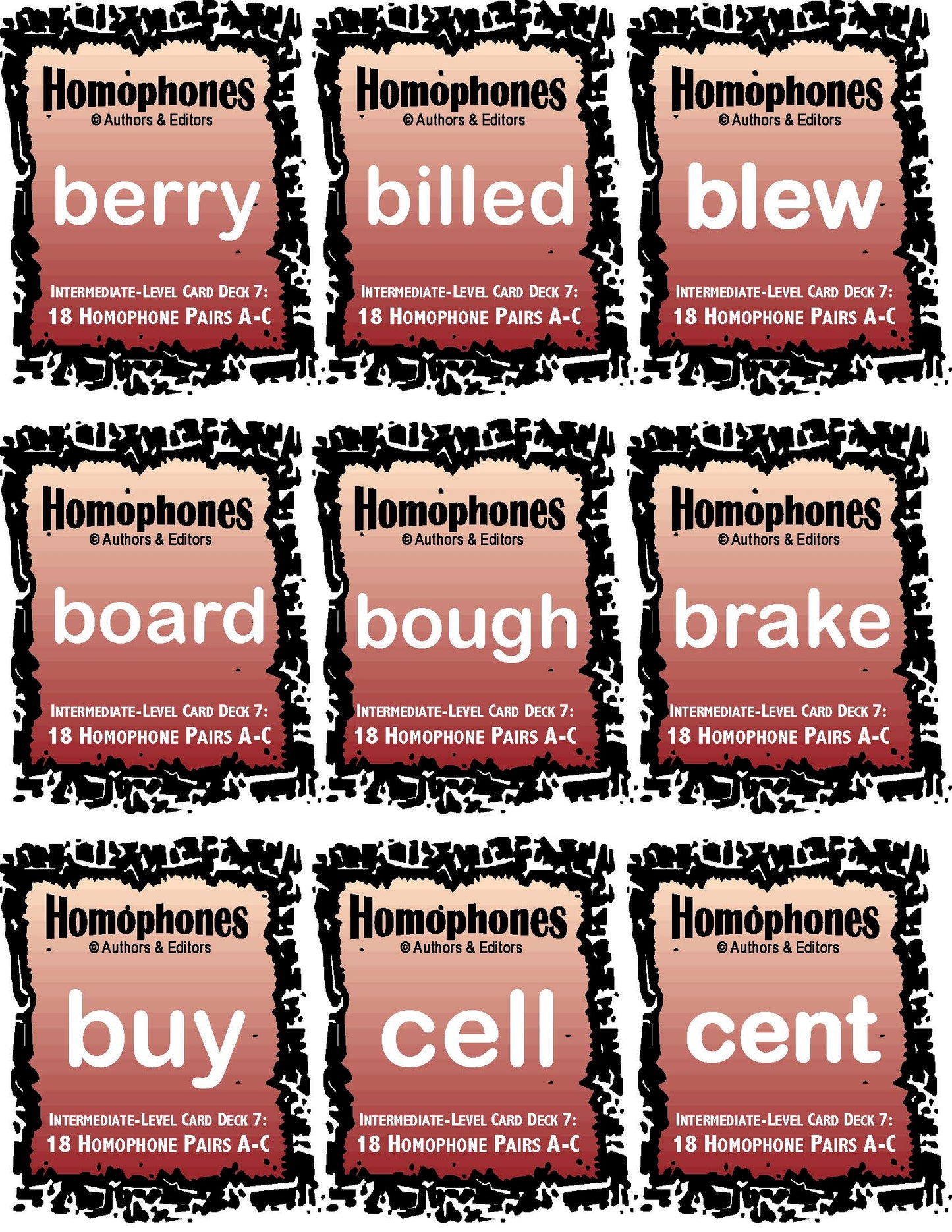 C-05.06 Get & Use Five 18-Pair Intermediate Homophones Card Decks