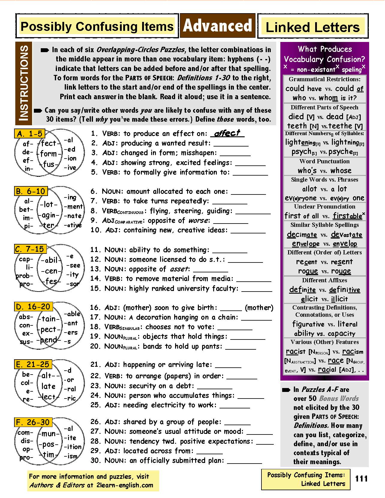 C-05.11 Use Motivating Vocabulary Puzzles as Tools to Teach & Learn Vocabulary.