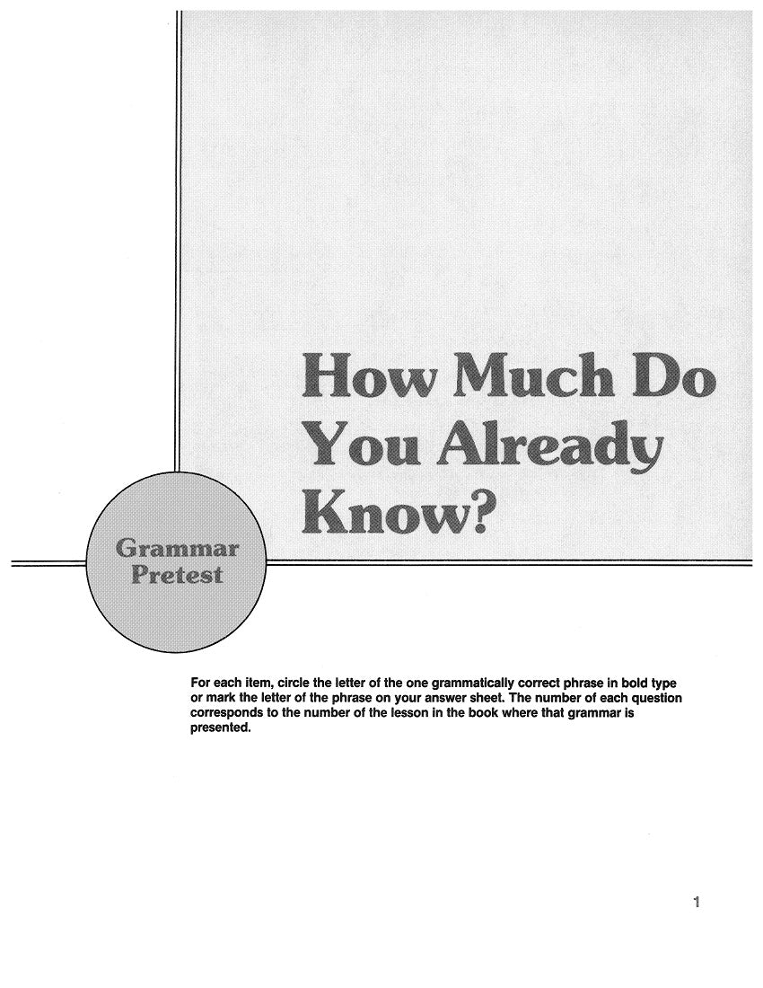 D-00.04 Assess Knowledge with a Grammar Pre-Test
