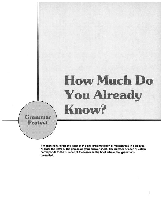 D-00.04 Grammar Pre-Test: Assess Grammar Knowledge