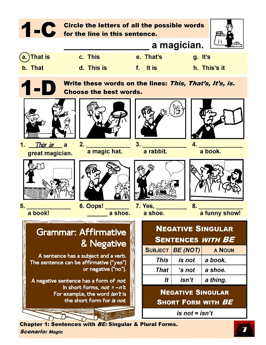 D-01.05 Understand & Make Statements with BE + Pronouns, 3rd Person Singular/Plural, Affirmative/Negative