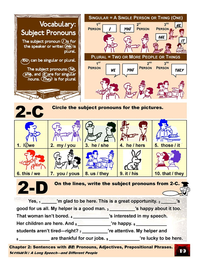 D-01.06 Understand & Make Statements with BE + Pronouns, Adjectives, & Prepositional Phrases