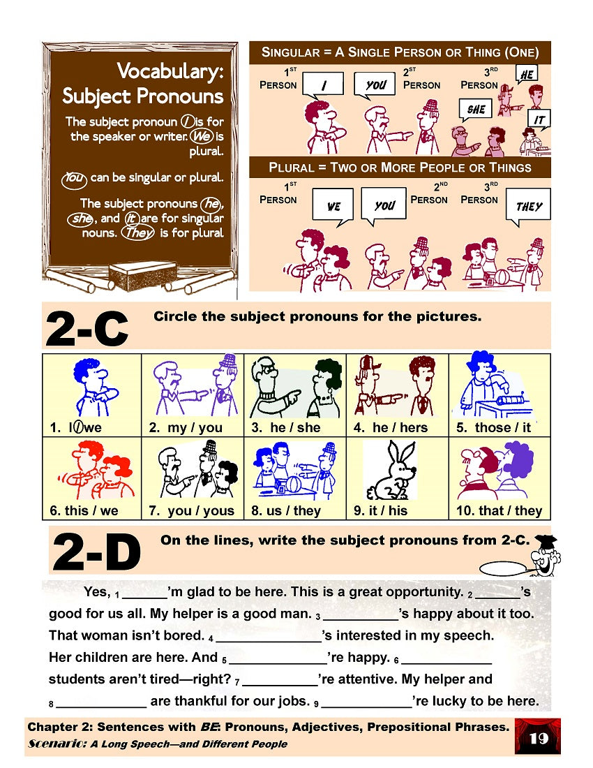 D-01.06 Understand & Make Statements with BE + Pronouns, Adjectives & Prepositional Phrases