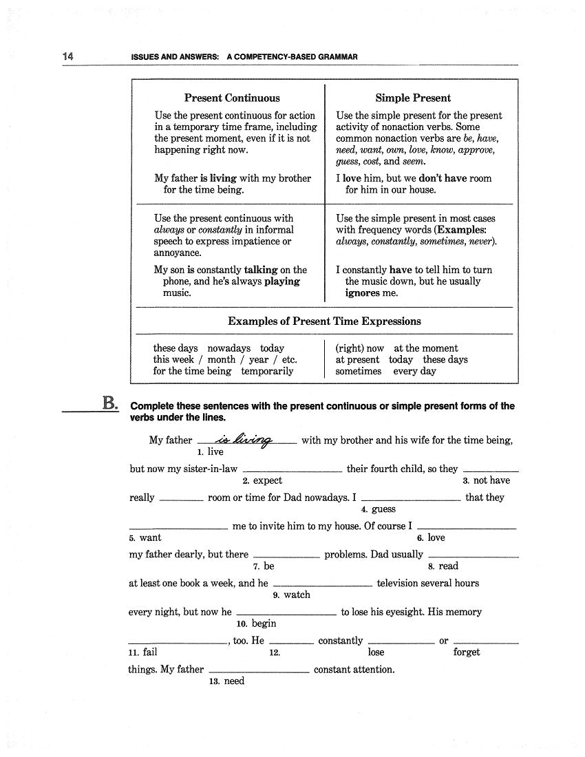 D-04.10 Use the Simple Present Vs Present Continuous with Non-Action Vs Action Verbs